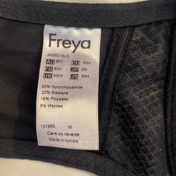 Freya Sexy Black/Red Unlined Lace Bra (30H) - Picture 4 of 4